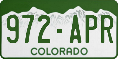 CO license plate 972APR