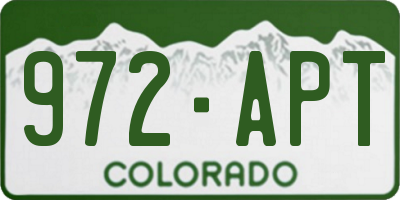 CO license plate 972APT