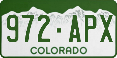 CO license plate 972APX
