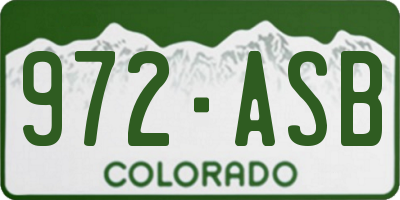 CO license plate 972ASB
