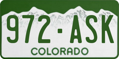 CO license plate 972ASK