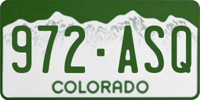 CO license plate 972ASQ
