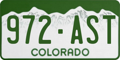 CO license plate 972AST
