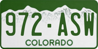 CO license plate 972ASW