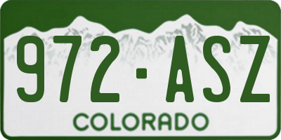 CO license plate 972ASZ