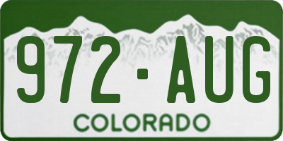 CO license plate 972AUG