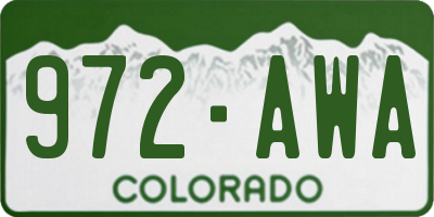 CO license plate 972AWA