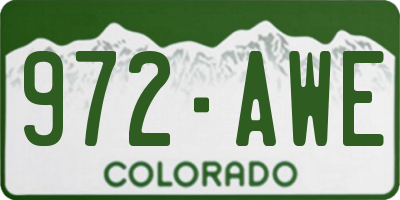 CO license plate 972AWE