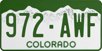 CO license plate 972AWF