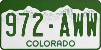 CO license plate 972AWW