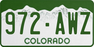 CO license plate 972AWZ