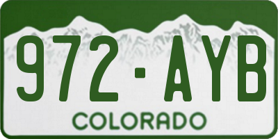CO license plate 972AYB
