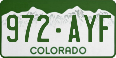 CO license plate 972AYF