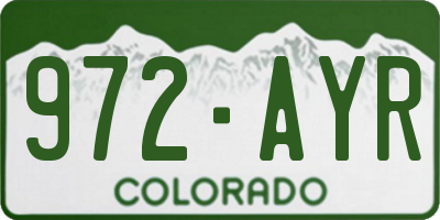 CO license plate 972AYR