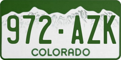 CO license plate 972AZK
