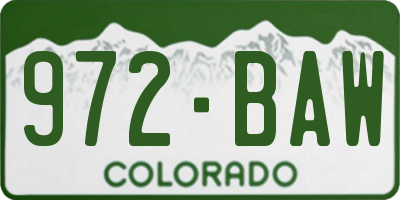 CO license plate 972BAW
