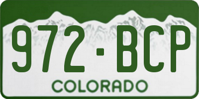 CO license plate 972BCP
