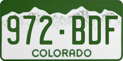 CO license plate 972BDF
