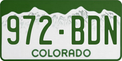 CO license plate 972BDN