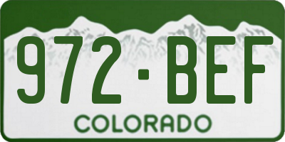 CO license plate 972BEF