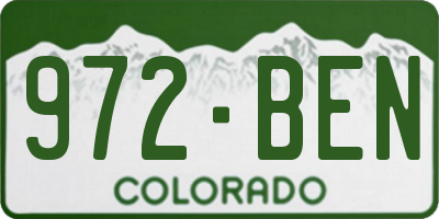 CO license plate 972BEN