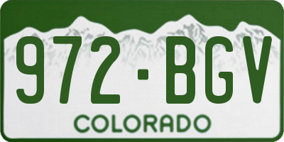 CO license plate 972BGV