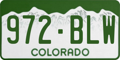 CO license plate 972BLW