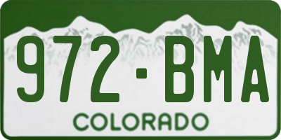 CO license plate 972BMA