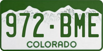 CO license plate 972BME