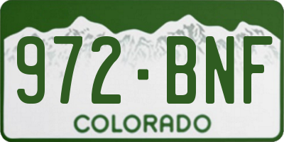 CO license plate 972BNF