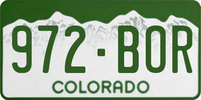 CO license plate 972BOR