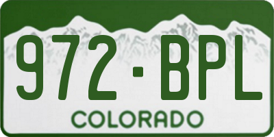 CO license plate 972BPL