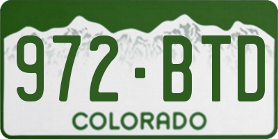 CO license plate 972BTD