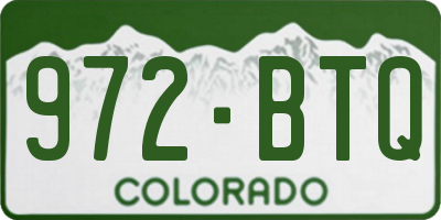 CO license plate 972BTQ