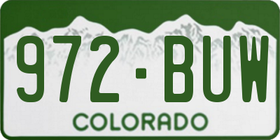CO license plate 972BUW