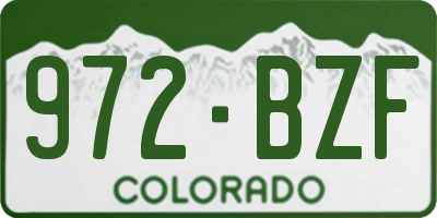 CO license plate 972BZF