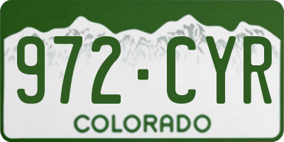 CO license plate 972CYR