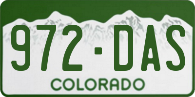CO license plate 972DAS
