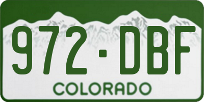 CO license plate 972DBF