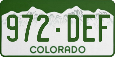 CO license plate 972DEF
