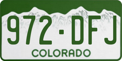 CO license plate 972DFJ