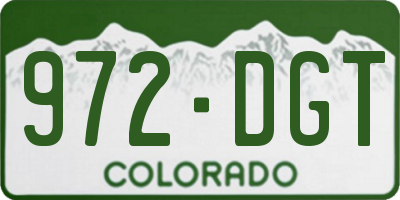 CO license plate 972DGT