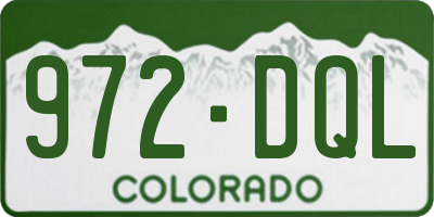 CO license plate 972DQL