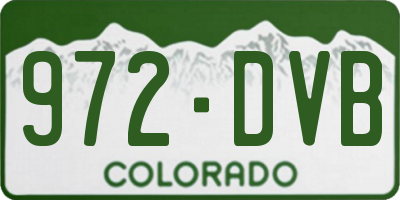 CO license plate 972DVB