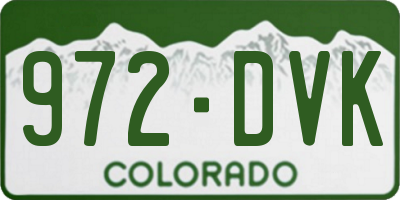 CO license plate 972DVK