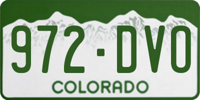 CO license plate 972DVO