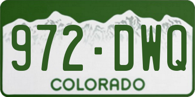 CO license plate 972DWQ