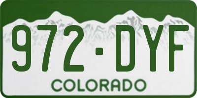 CO license plate 972DYF
