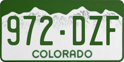 CO license plate 972DZF