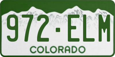 CO license plate 972ELM
